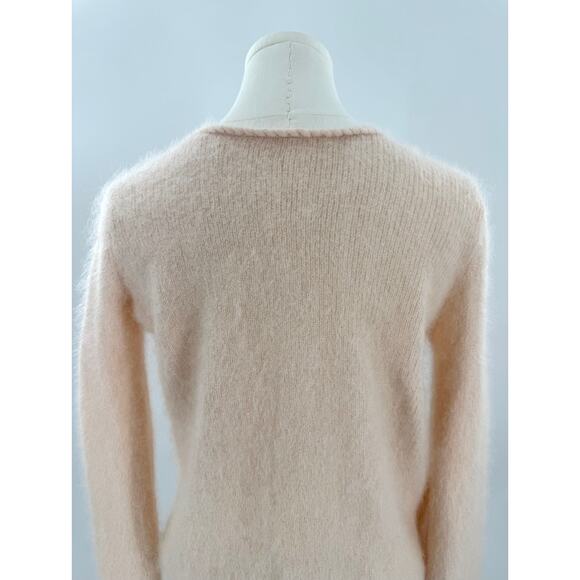 Sezane Sienna Sweater Kid Mohair Alpaca Nude Peach Pink Small Braided V neck - Picture 3 of 9